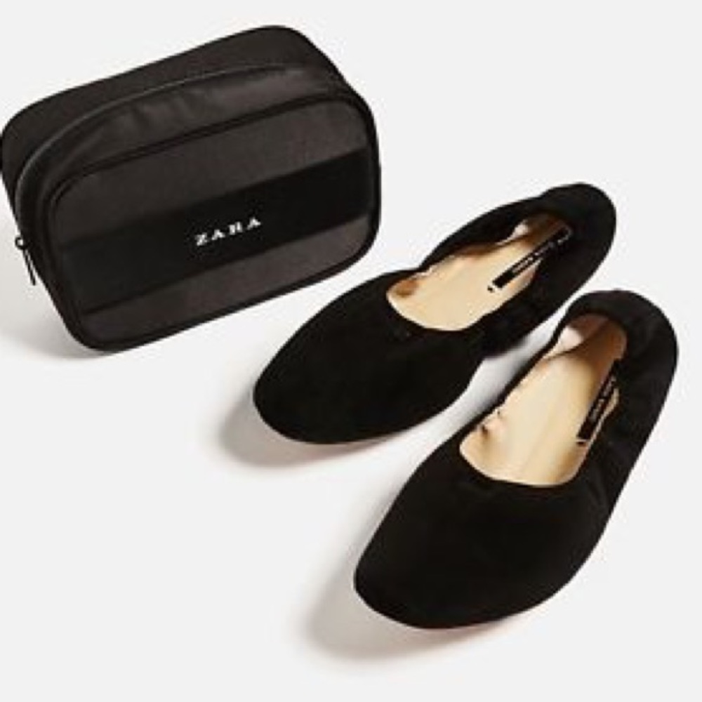 Zara Foldable Black Flats with Case